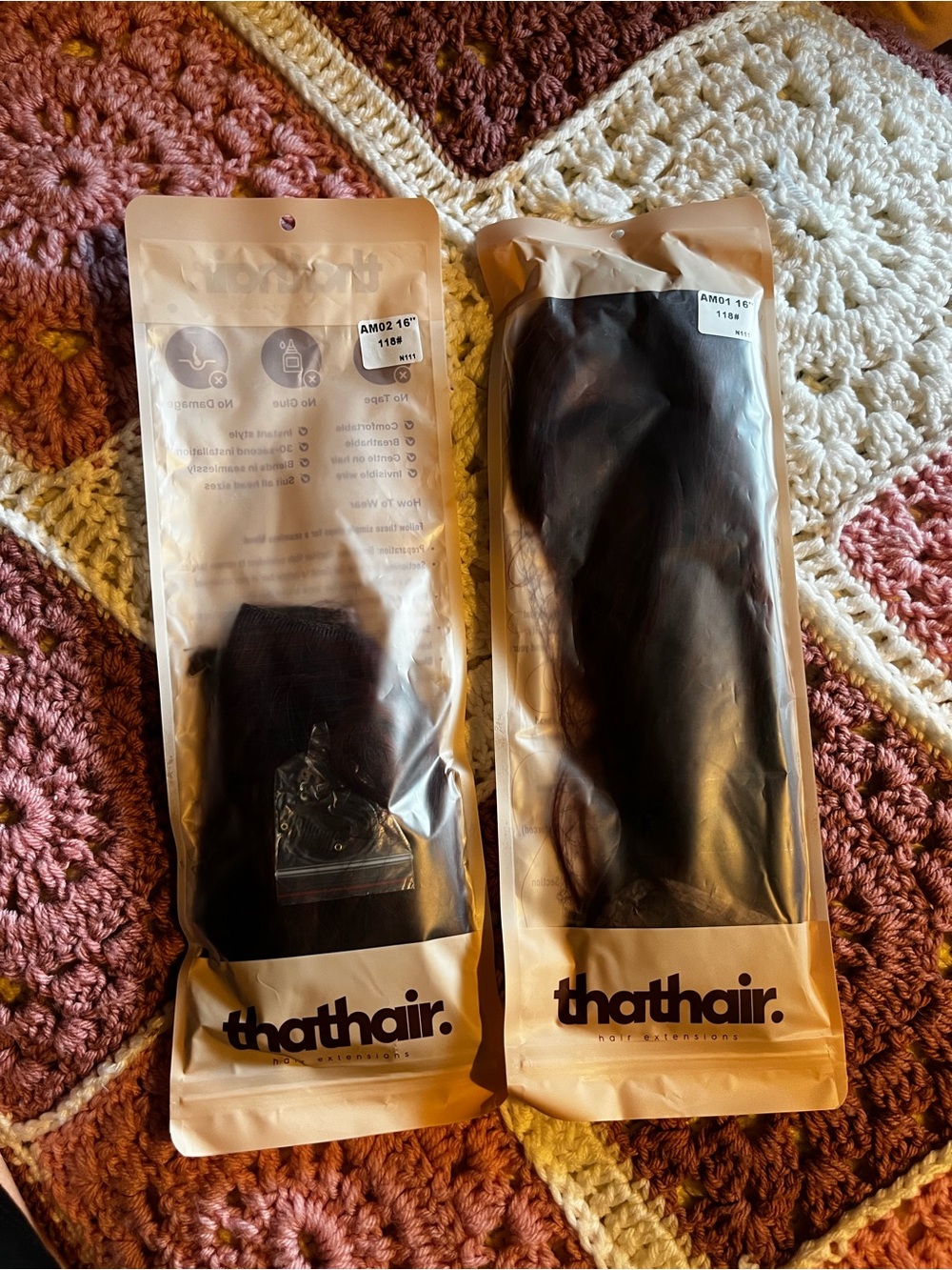 Thathair Coloured Cherry Cola Women’s 16”Hair Extensions - Curly and Straight